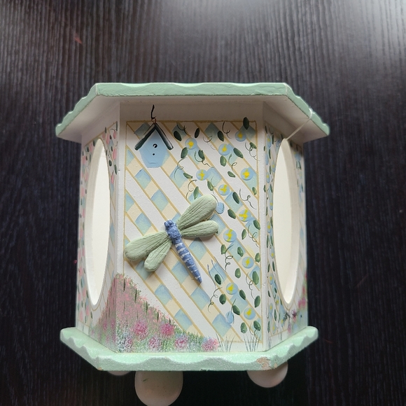 Decorative Hexagonal Jar Candle Holder with Dragonfly Design - Picture 11 of 12